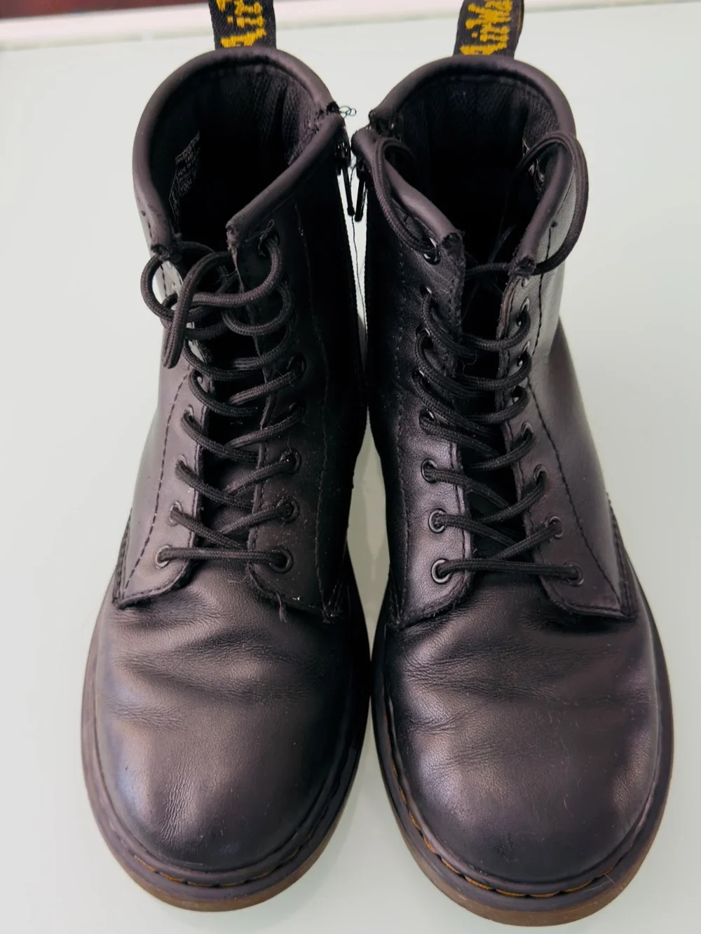 Dr. Martens Kids 1460 Leather Ankle Boots with Side Zip - Black